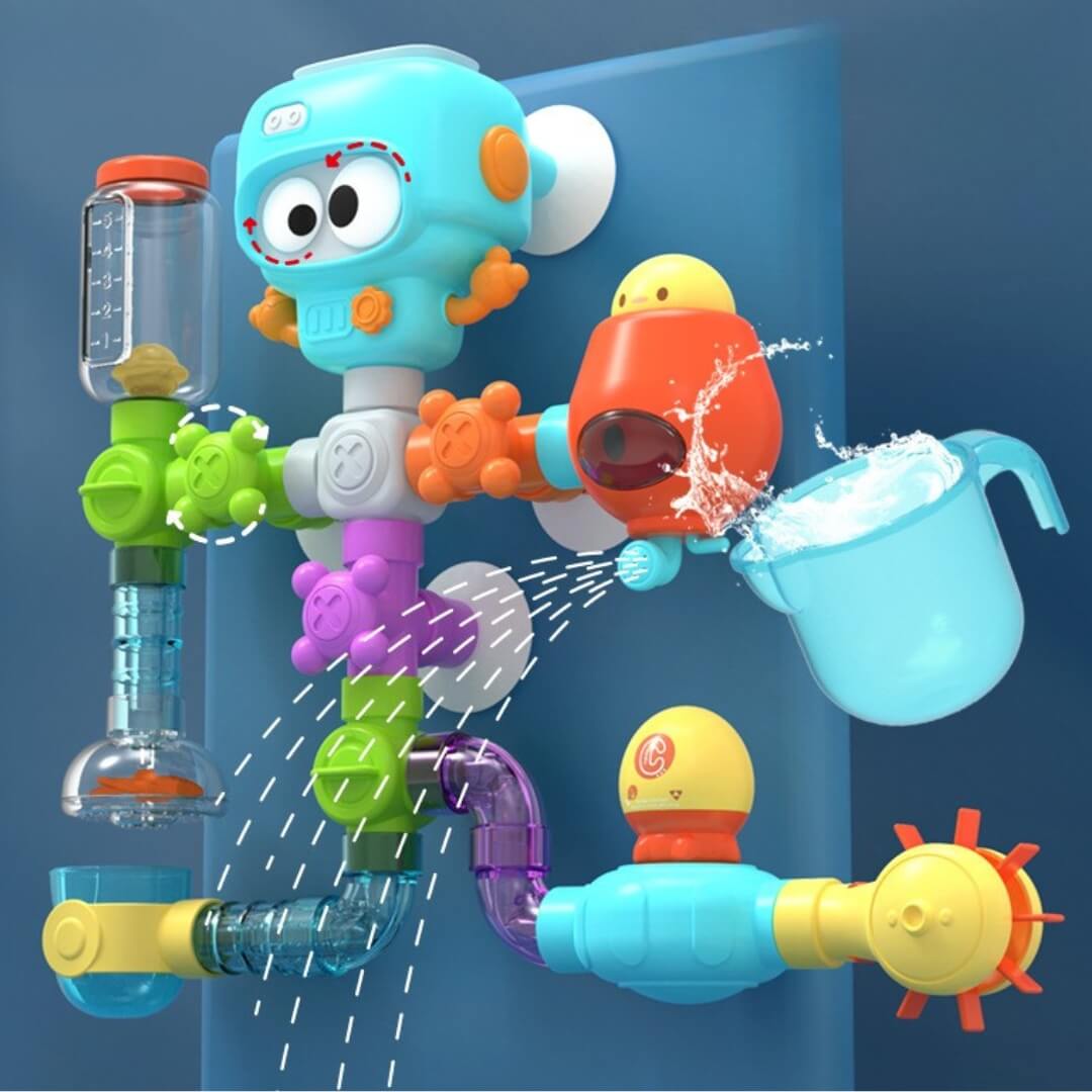 Children's bath and water play assembly pipe