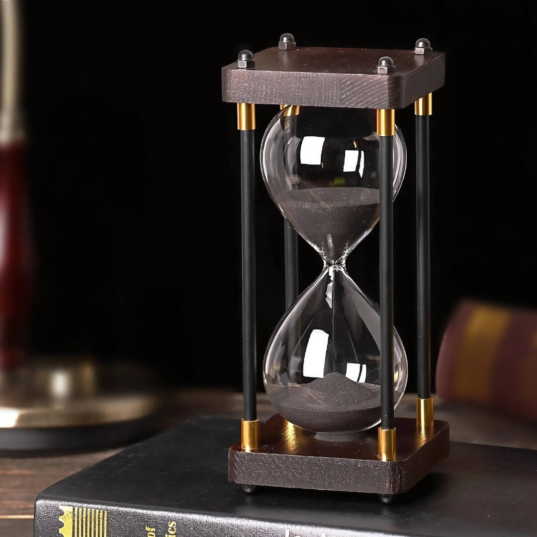 wooden hourglass timer