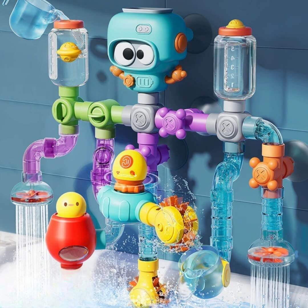 Children's bath and water play assembly pipe