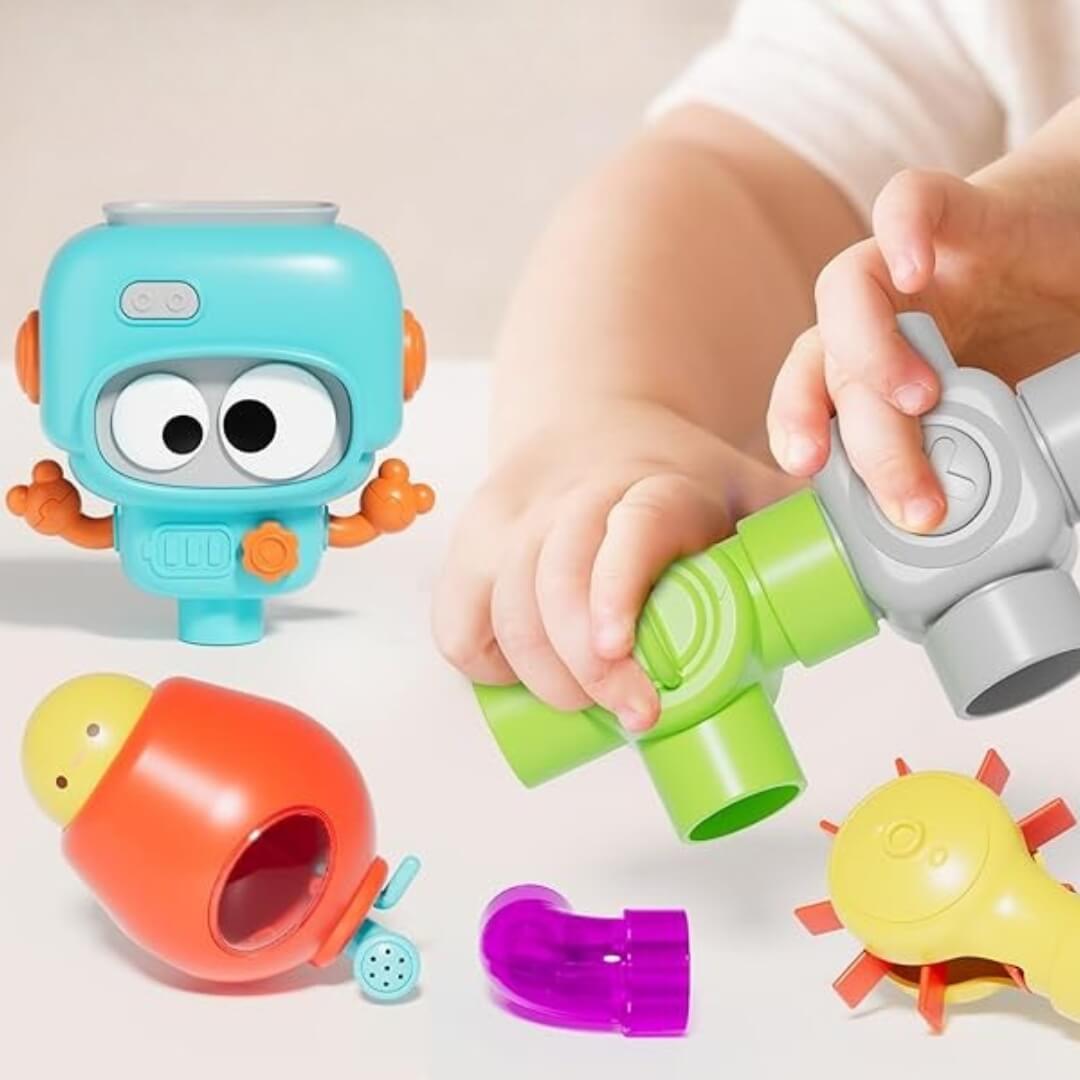 Children's bath and water play assembly pipe