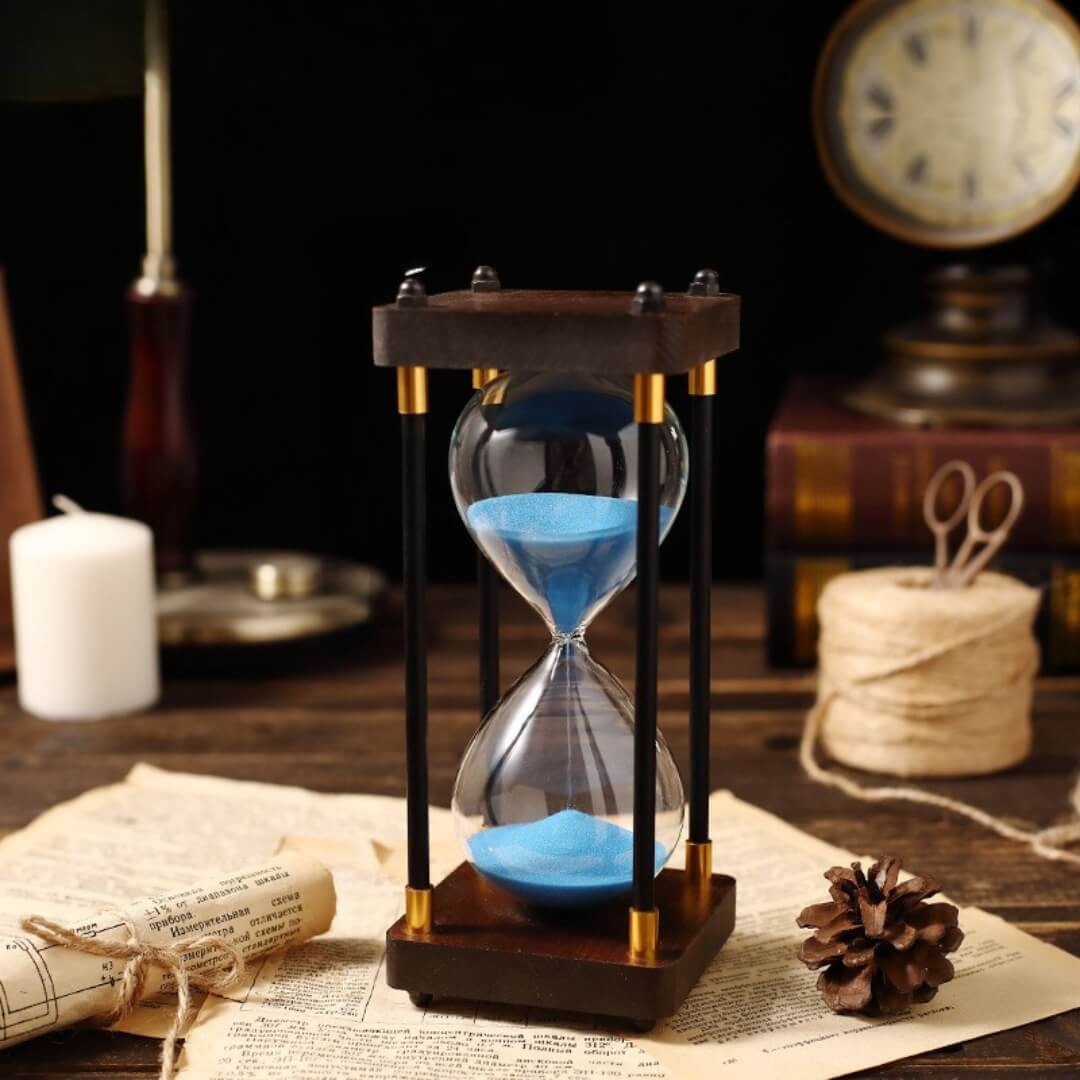 wooden hourglass timer