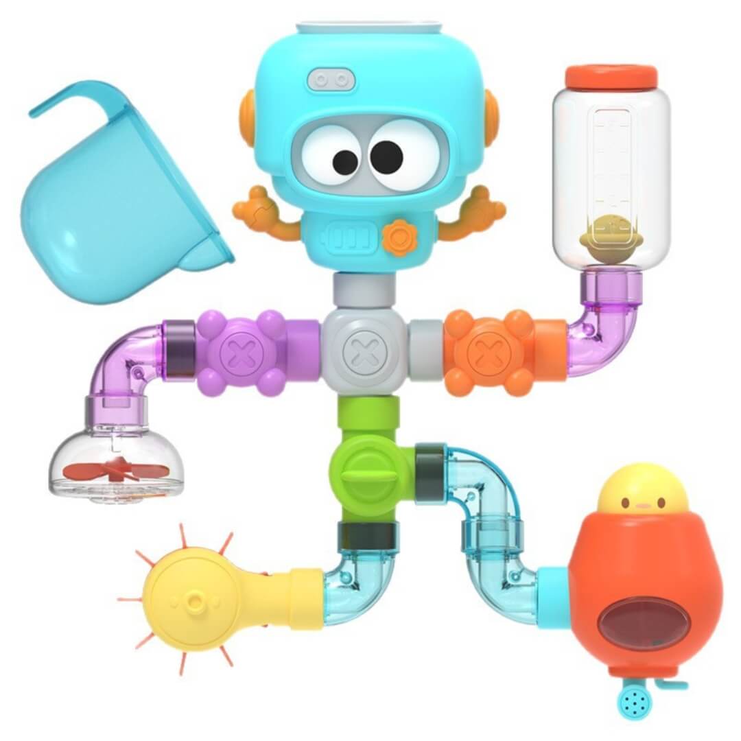 Children's bath and water play assembly pipe