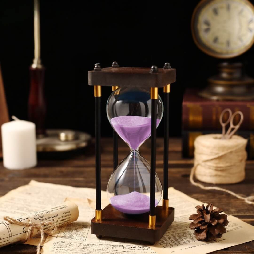 wooden hourglass timer