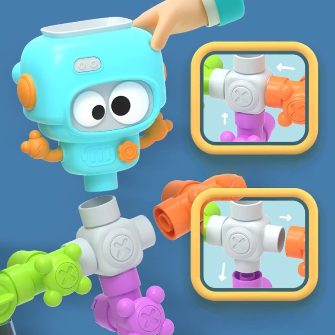 Children's bath and water play assembly pipe