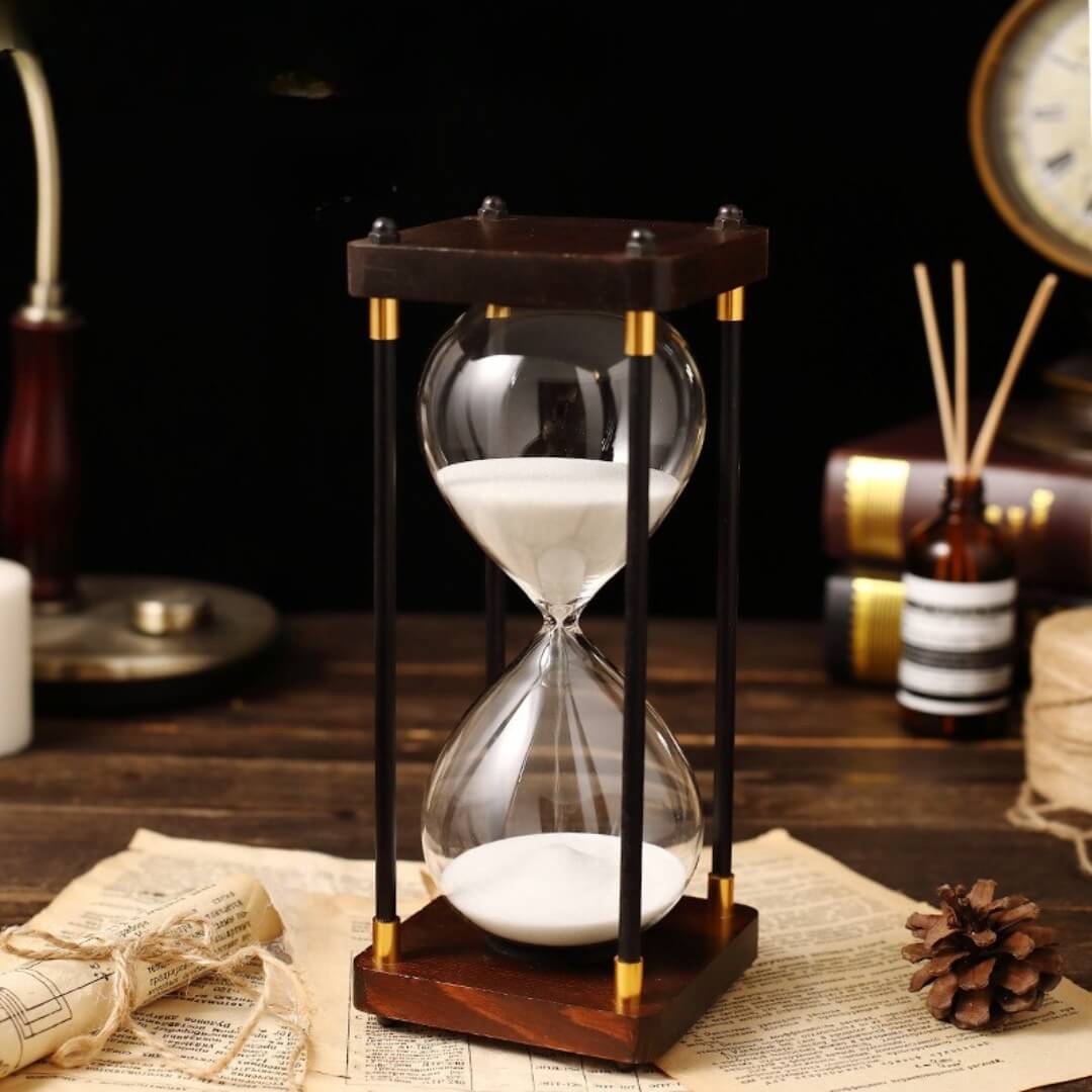 wooden hourglass timer