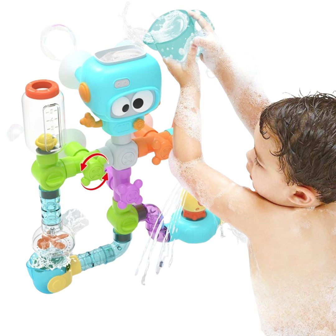 Children's bath and water play assembly pipe