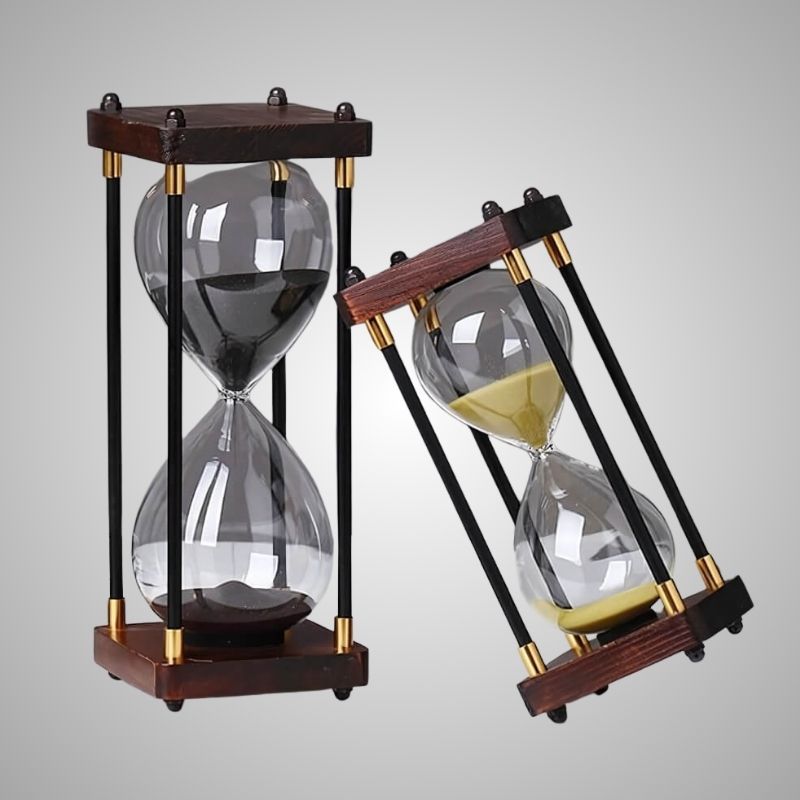 wooden hourglass timer