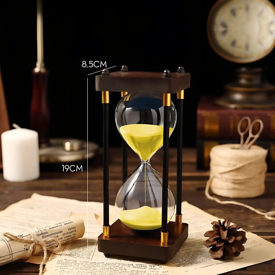 wooden hourglass timer