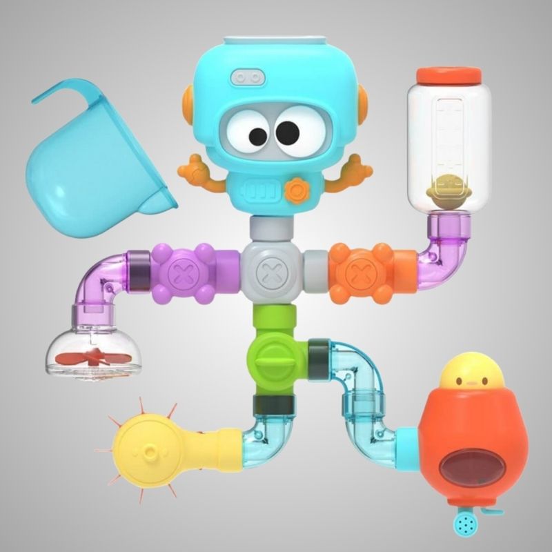 Children's bath and water play assembly pipe