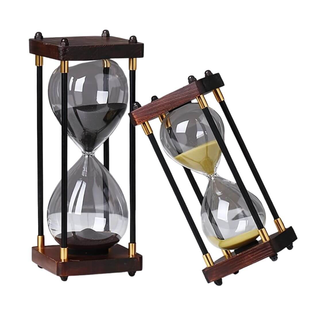 wooden hourglass timer